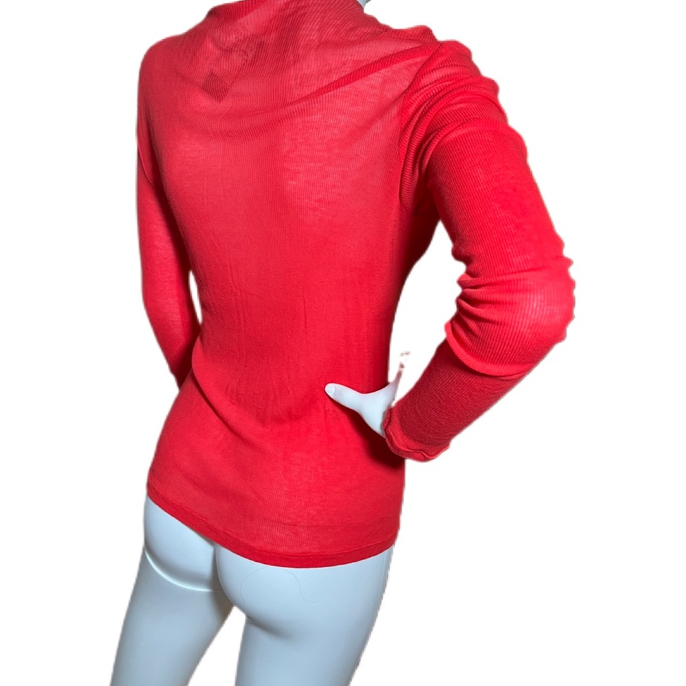 CREATURES OF THE WIND red sheer knit long sleeve front seam pullover shirt Sz M - Picture 7 of 9